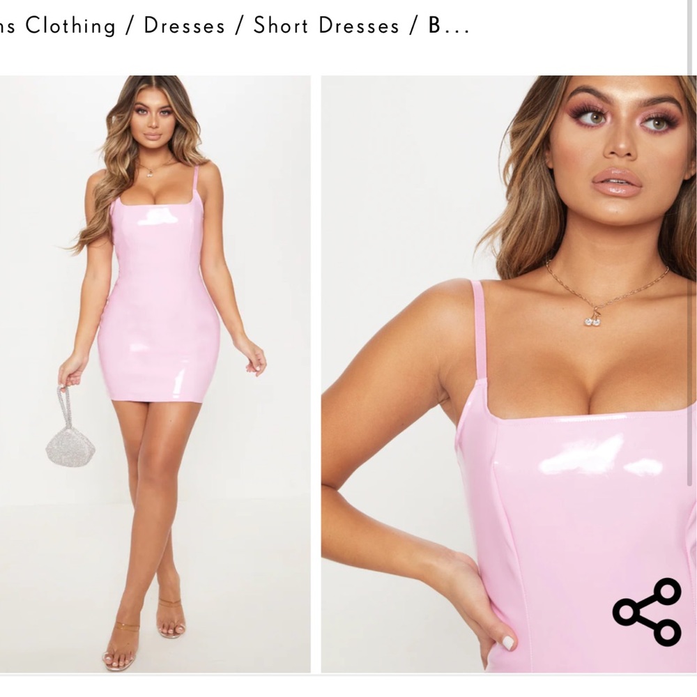 Baby Pink PU Bodycon Dress
